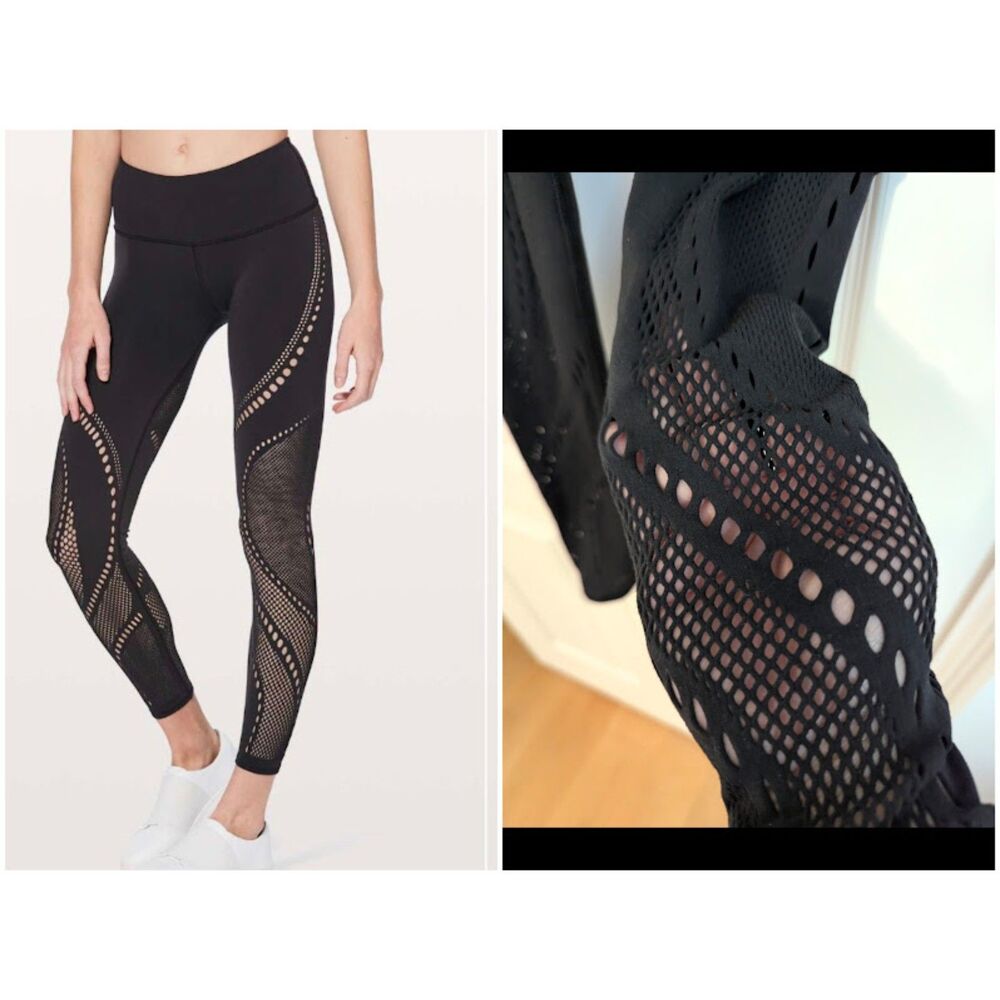 Lululemon Size 2 Reveal Tight Precision 25" Black Cut out Seamless Leggings